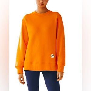 Like New Tory Sport Grumps Oversized Orange Cotton Crew Neck Sweatshirt, Size XS